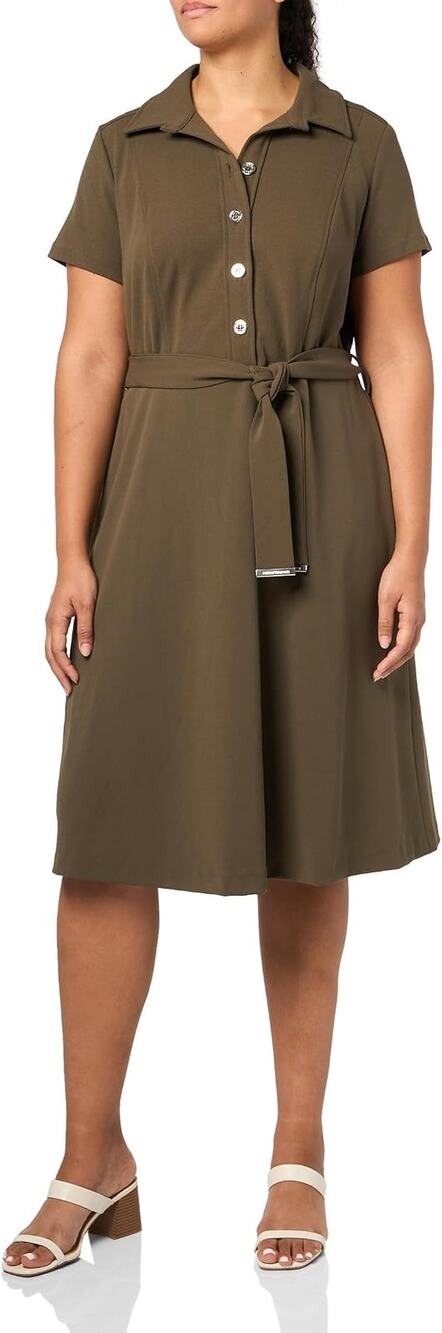 NWT Tommy Hilfiger 16W Olive Green Collared Button-up Midi Shirt Dress Plus Size